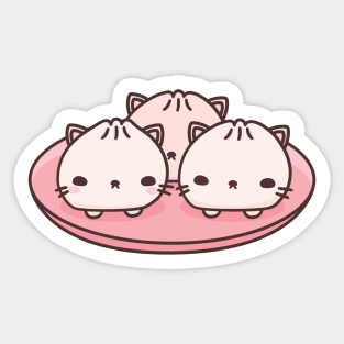 Dumpling cats on a plate Sticker